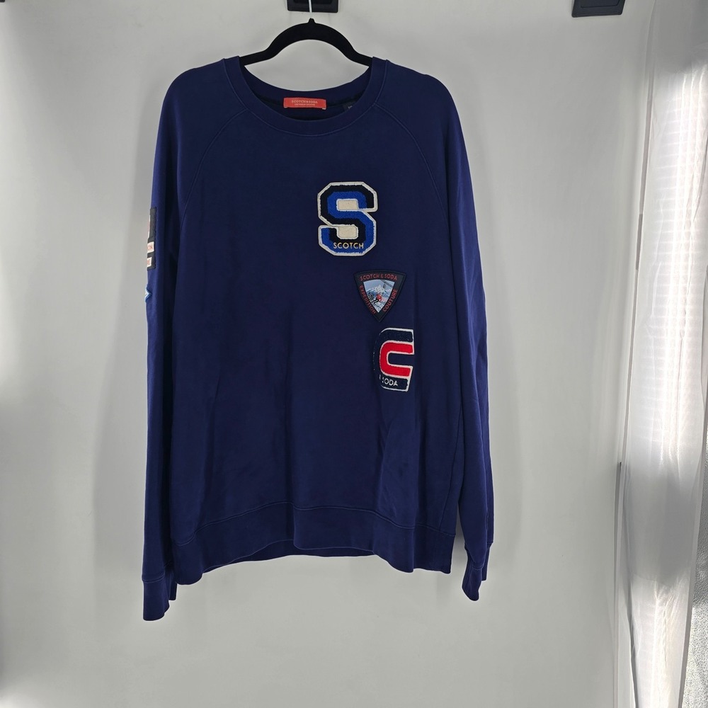 Scotch & Soda Women's Crew Neck Sweatshirt Navy Blue Size XXL